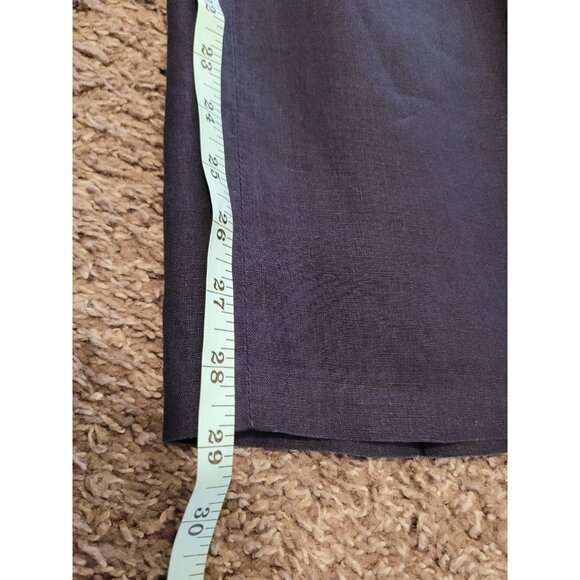 Eileen Fisher Organic Linen Pants Wmn L Blue Career Casual Straight Leg Minimal - Picture 10 of 13